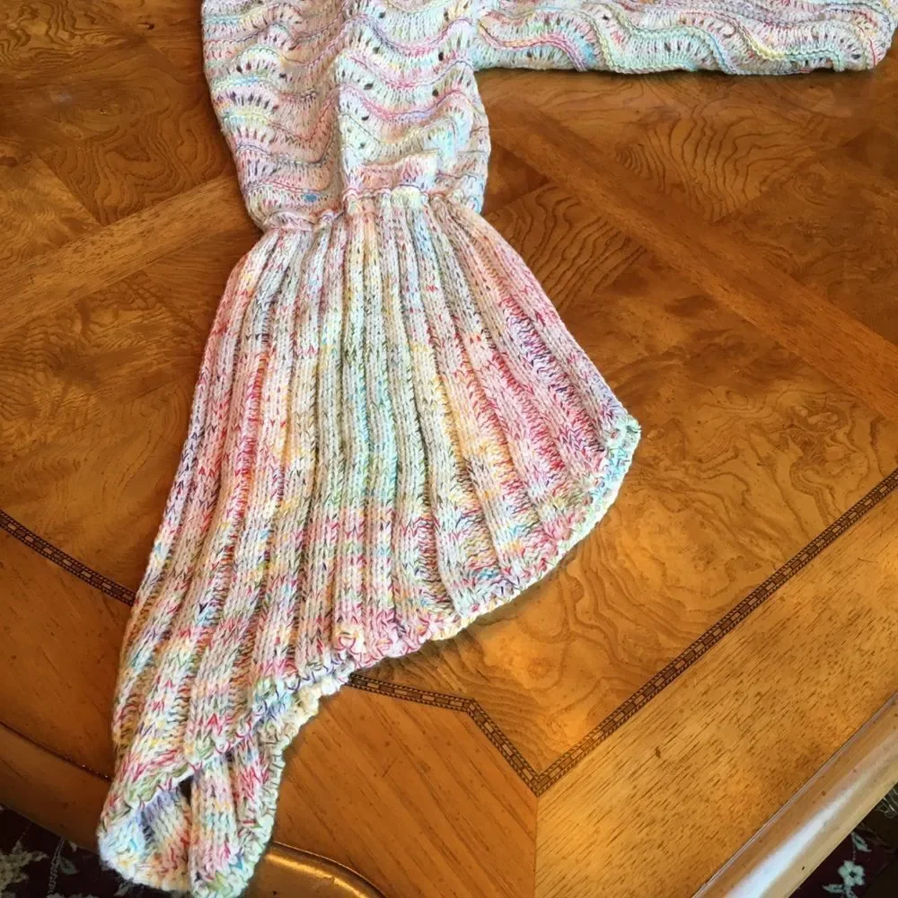 Pastel Mermaid Tail Blanket Knit Throw Adult Teen Cozy Gift NWT
